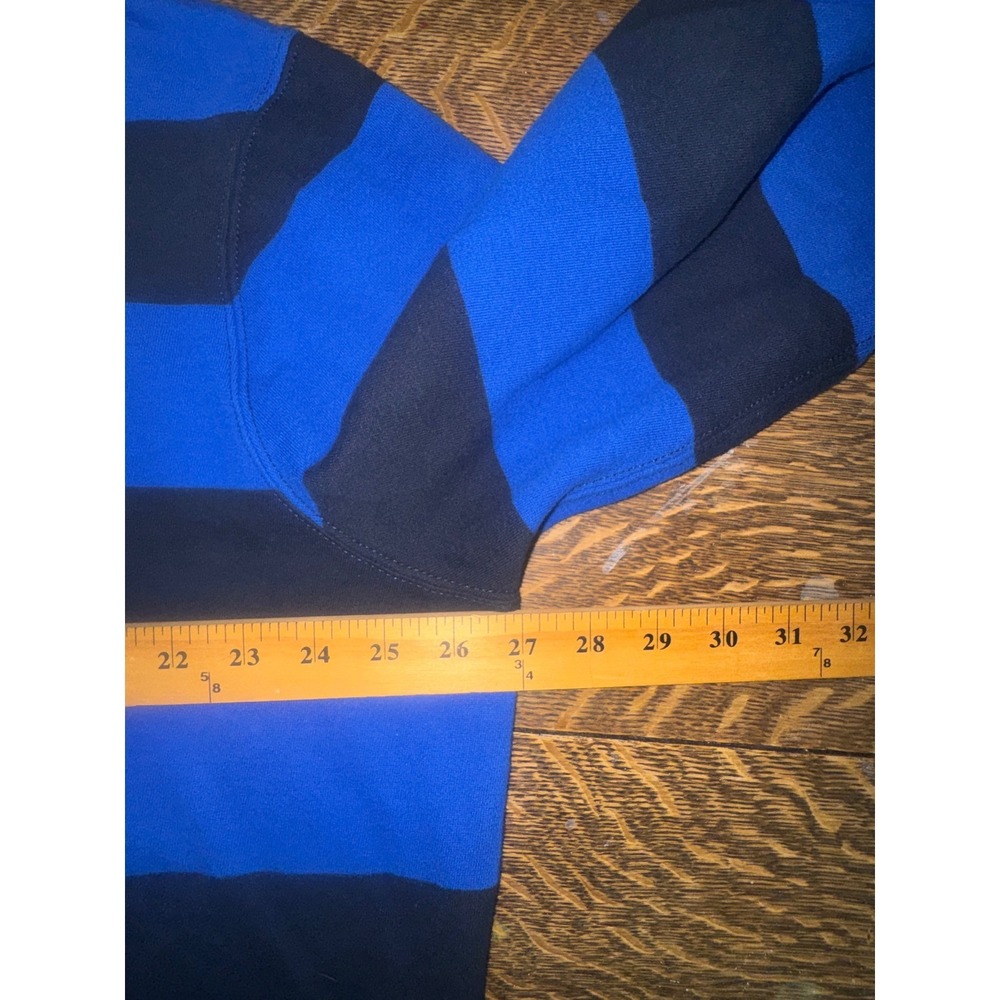 Polo Ralph Lauren Hooded Rugby Shirt XXL Navy Royal Blue Stripe Pullover - Picture 7 of 12